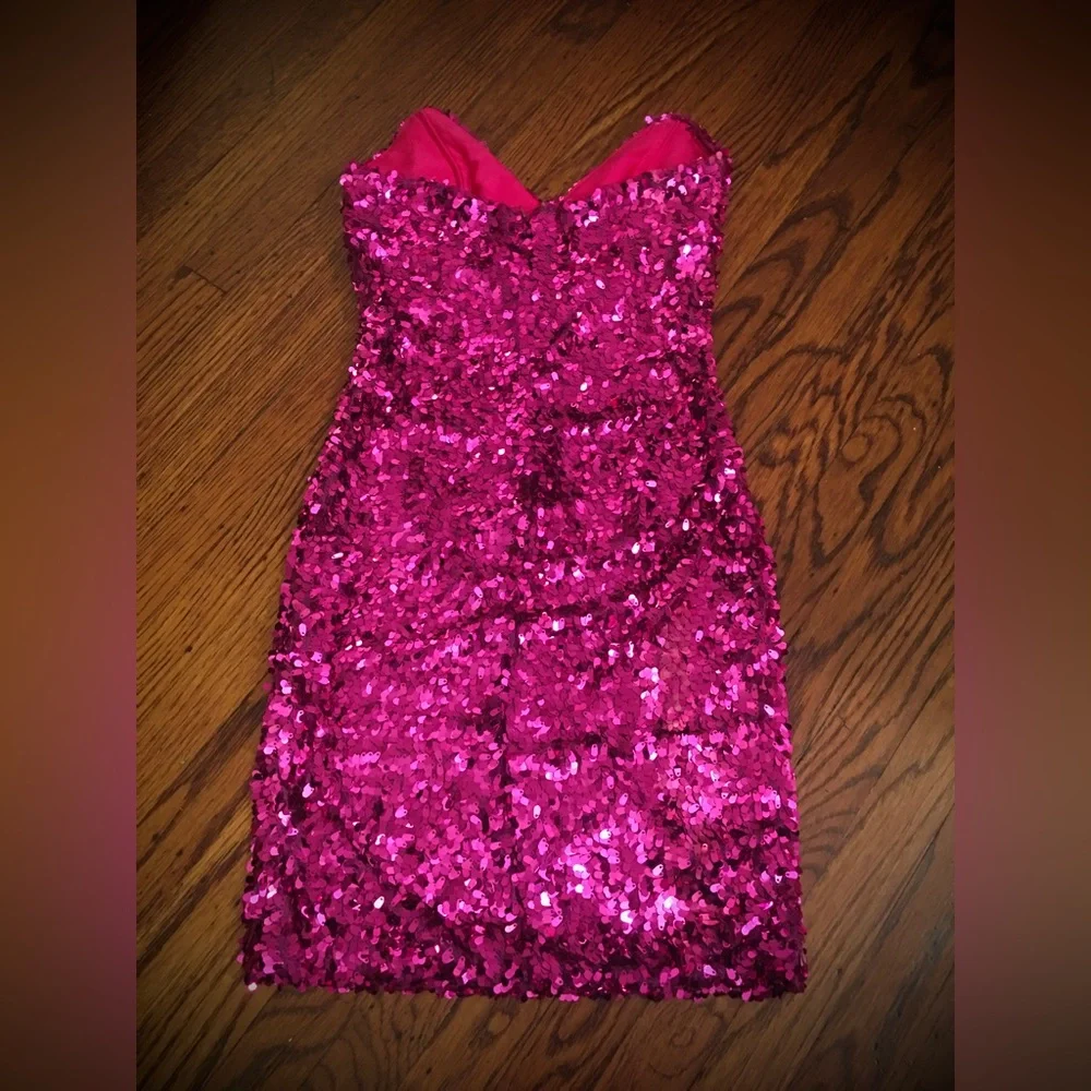 Atria Couture Fuschia Pink Strapless Tube Sequin Homecoming Dress, size … - Picture 2 of 5